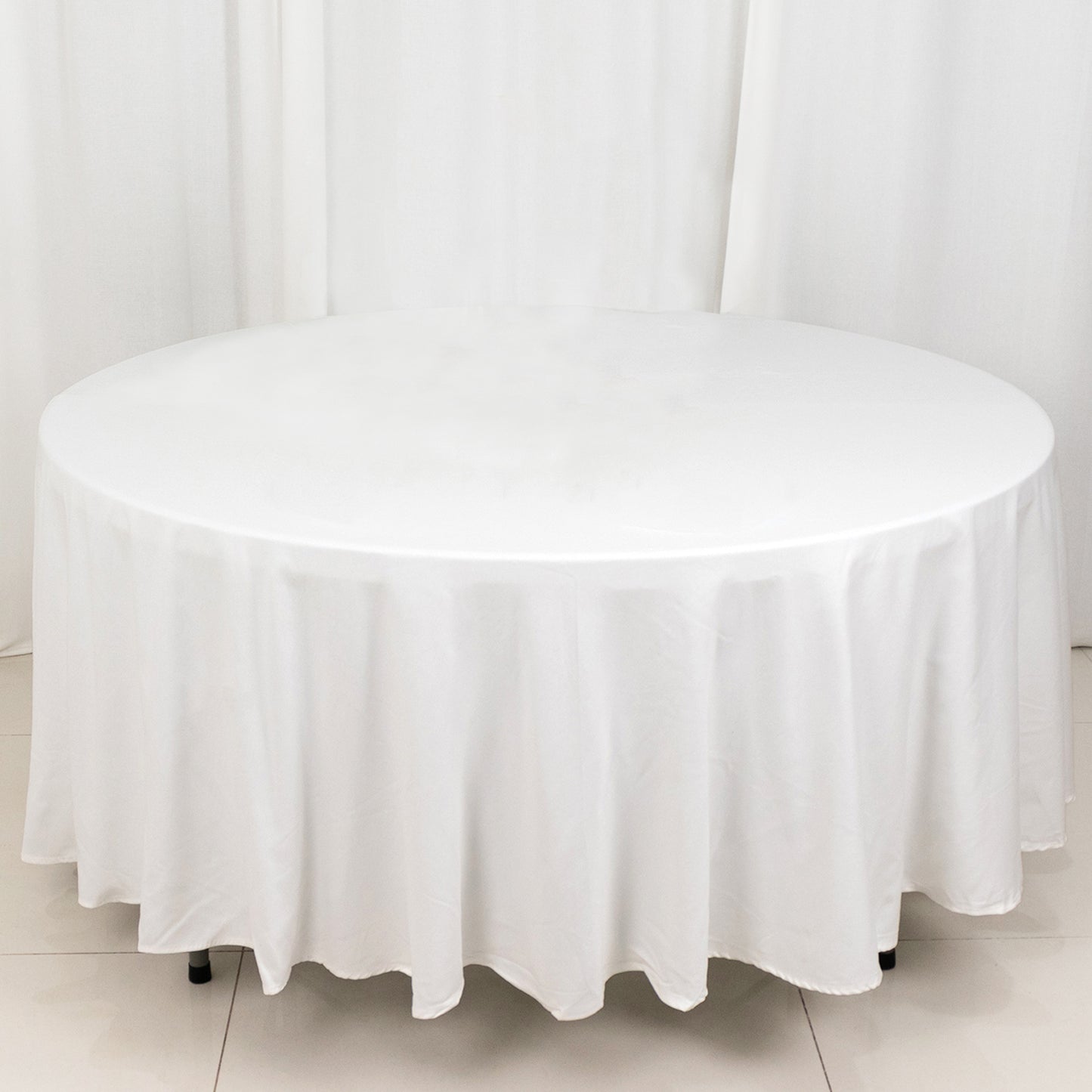 108" White Round 100% Cotton Linen Tablecloth | Washable