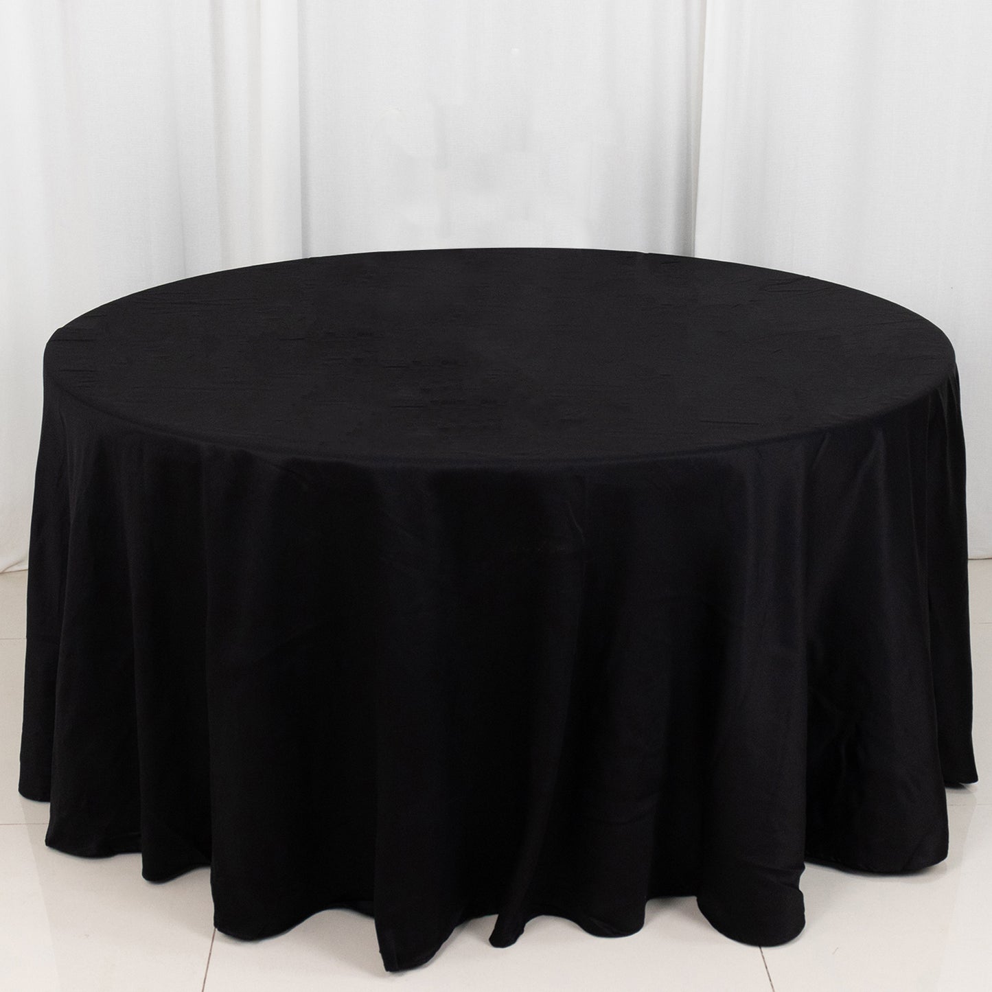 120" Black Round 100% Cotton Linen Seamless Tablecloth | Washable