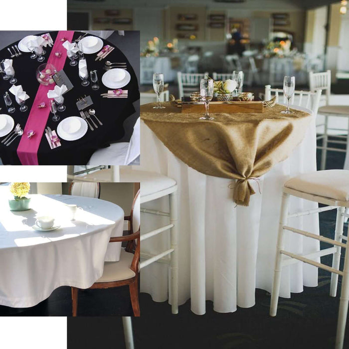 70" Black Round 100% Cotton Linen Seamless Tablecloth | Washable