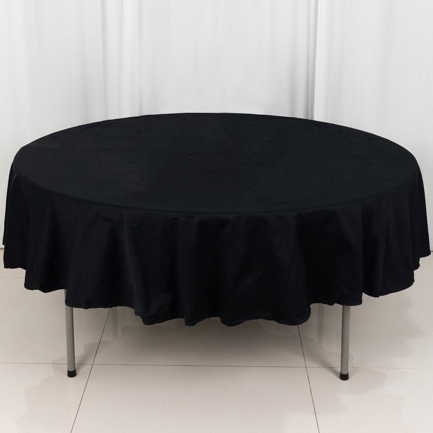 90" Black Round 100% Cotton Linen Tablecloth | Washable