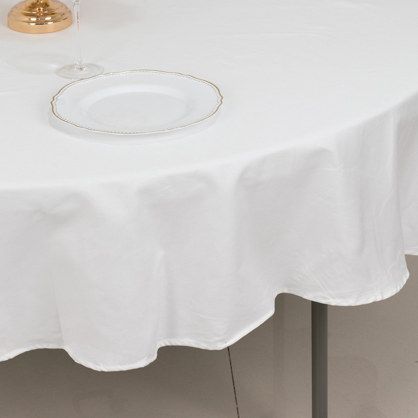 90" White Round 100% Cotton Linen Tablecloth | Washable