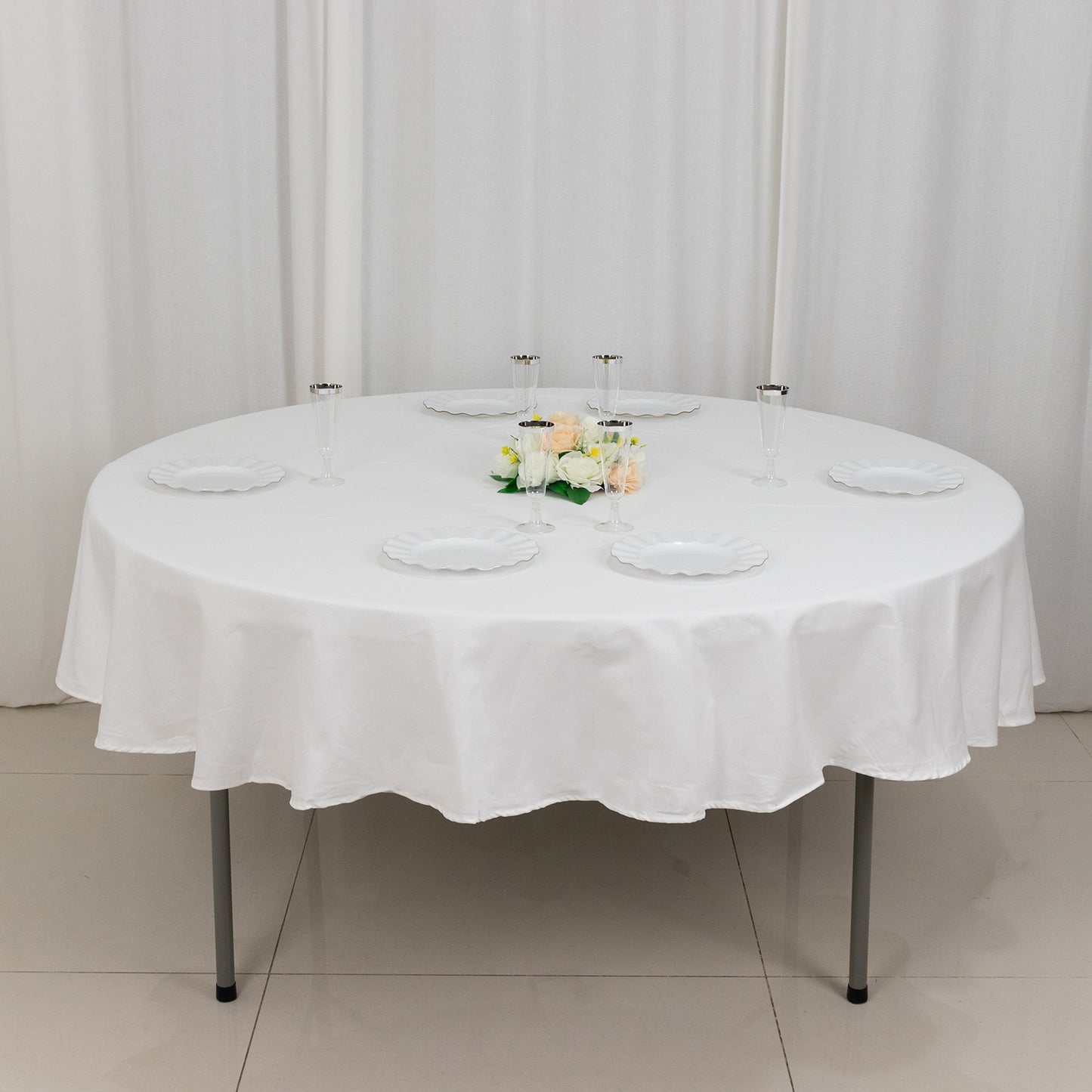 90" White Round 100% Cotton Linen Tablecloth | Washable