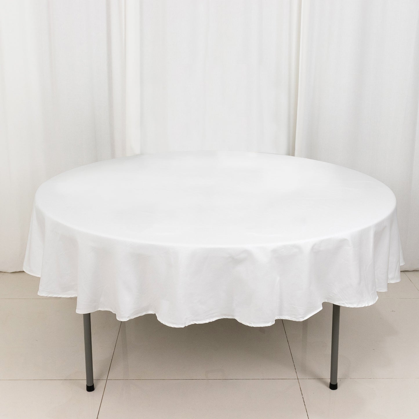 90" White Round 100% Cotton Linen Tablecloth | Washable