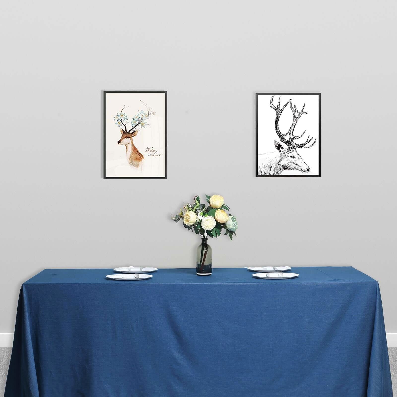 90"x132" Premium Dark Blue Faux Denim Polyester Rectangular Tablecloth