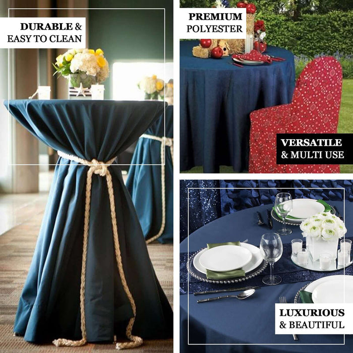 120" Premium Dark Blue Faux Denim Seamless Polyester Round Tablecloth