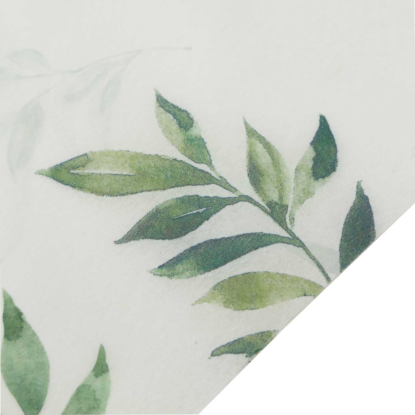 60"x102" White Green Non-Woven Rectangular Table Cover With Olive Leaves Print, Spring Summer Dining Tablecloth