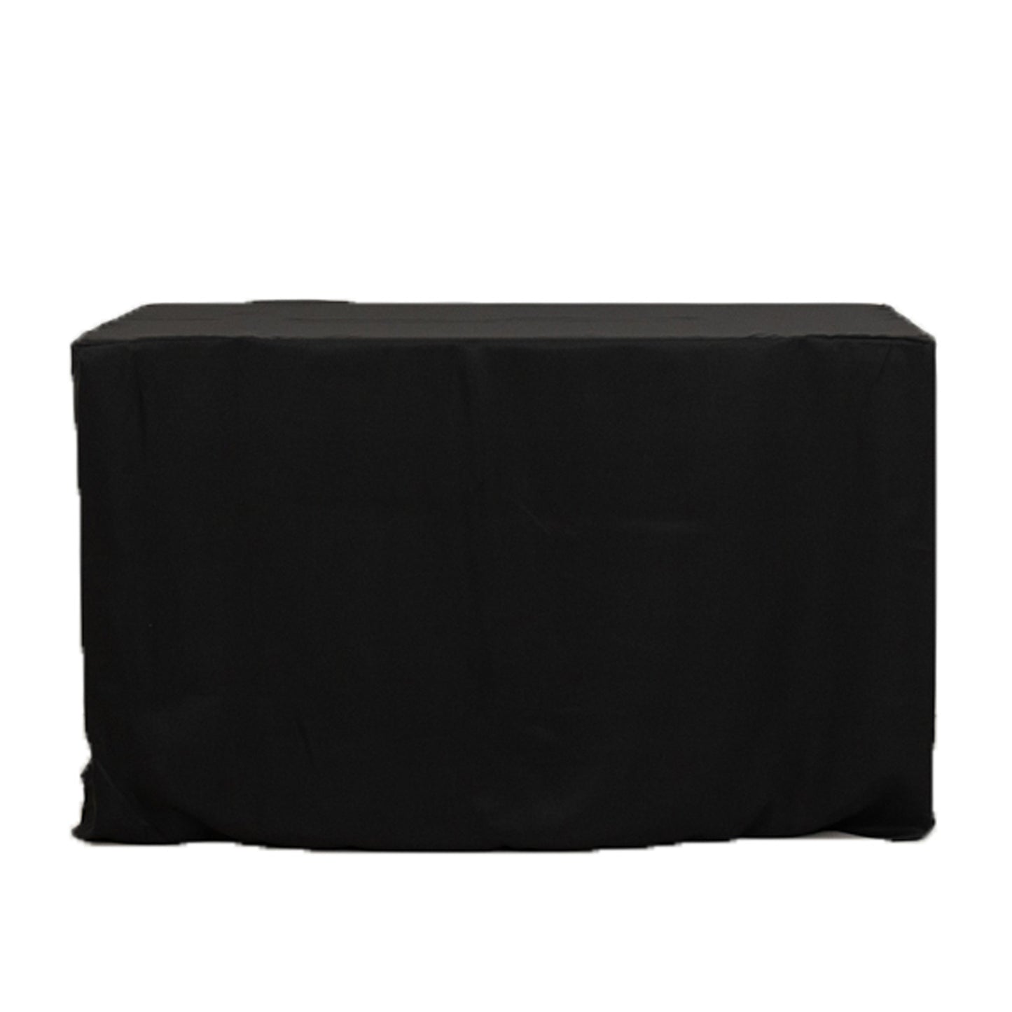 Black fitted polyester tablecloth for 48"x24"x30" tables.