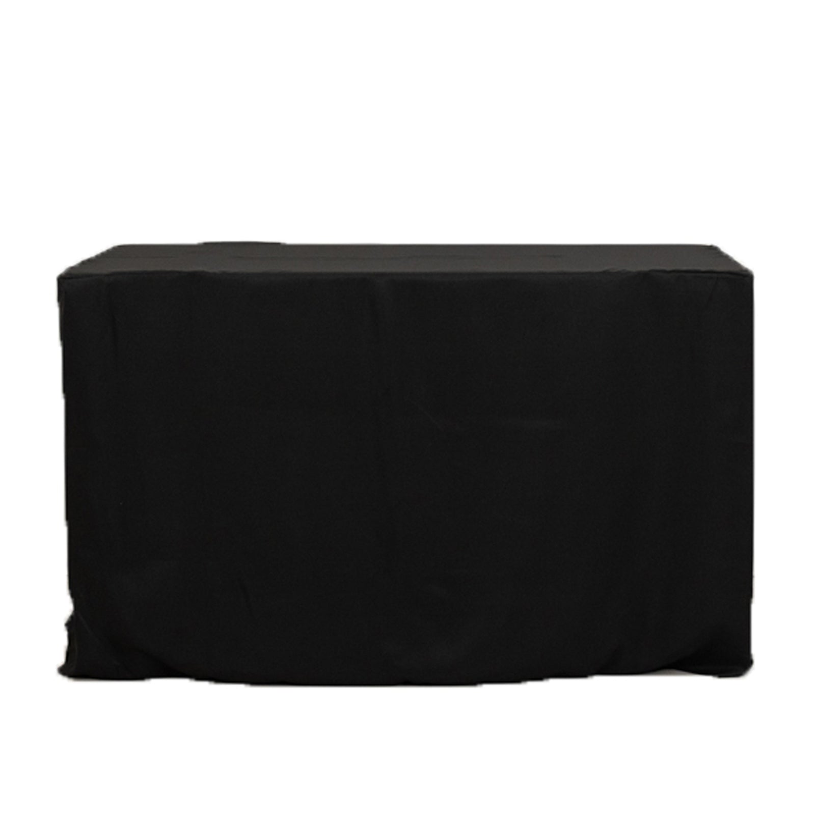 Black fitted polyester tablecloth for 48"x24"x30" tables.