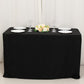 Black fitted tablecloth for 48"x24"x30" tables with elegant table setting.