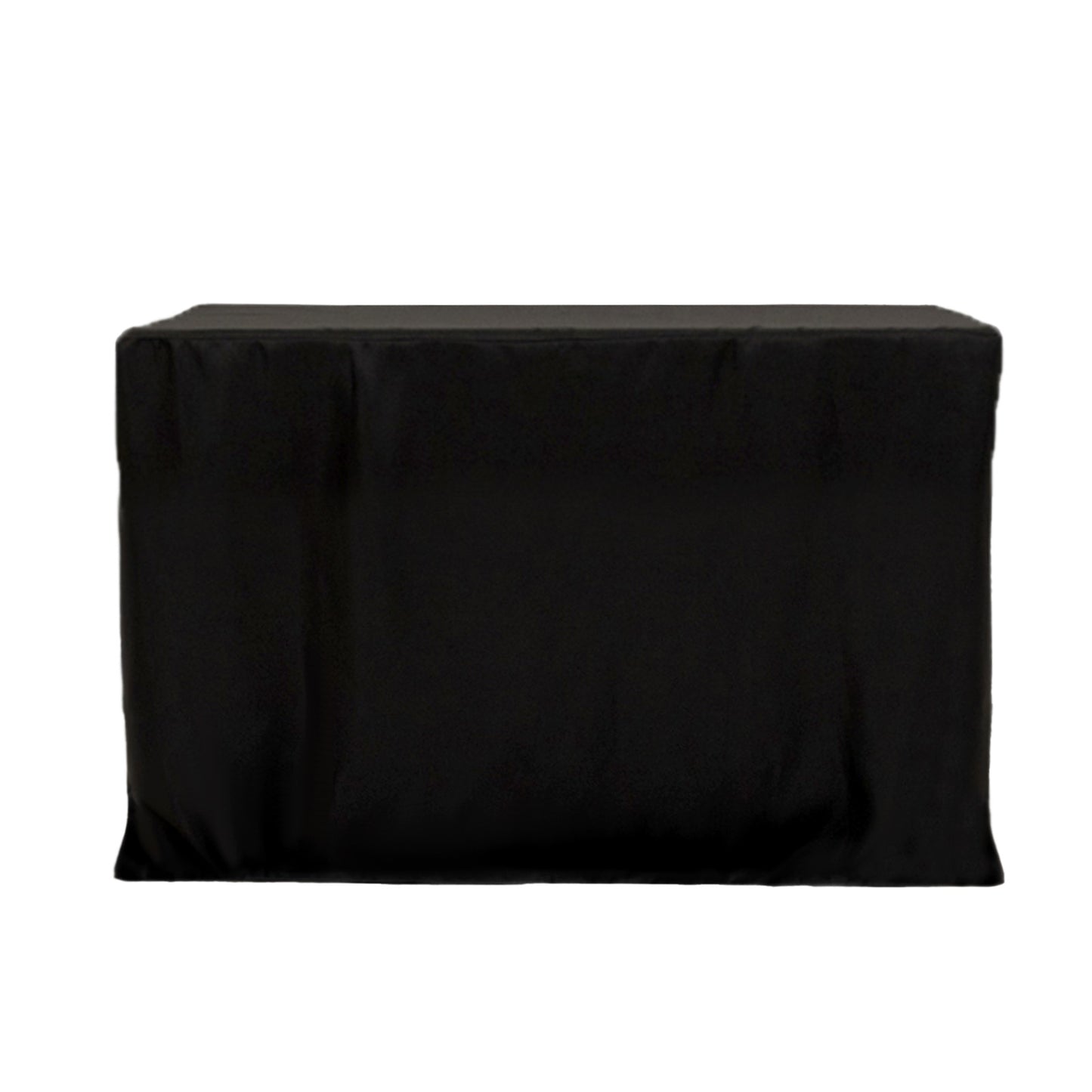 Black fitted polyester tablecloth for 48"x24"x42" tables.