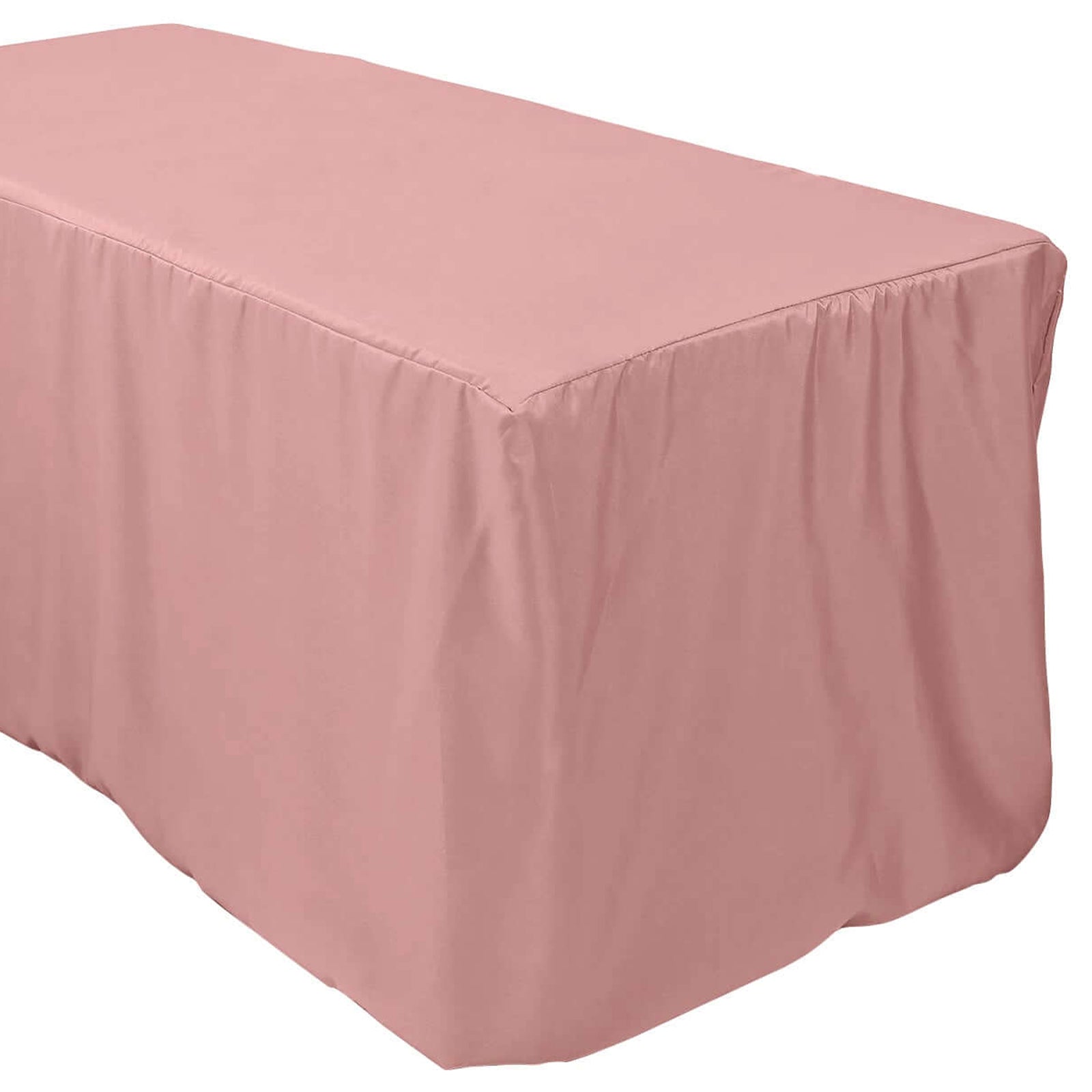 6FT Dusty Rose Fitted Polyester Rectangular Table Cover