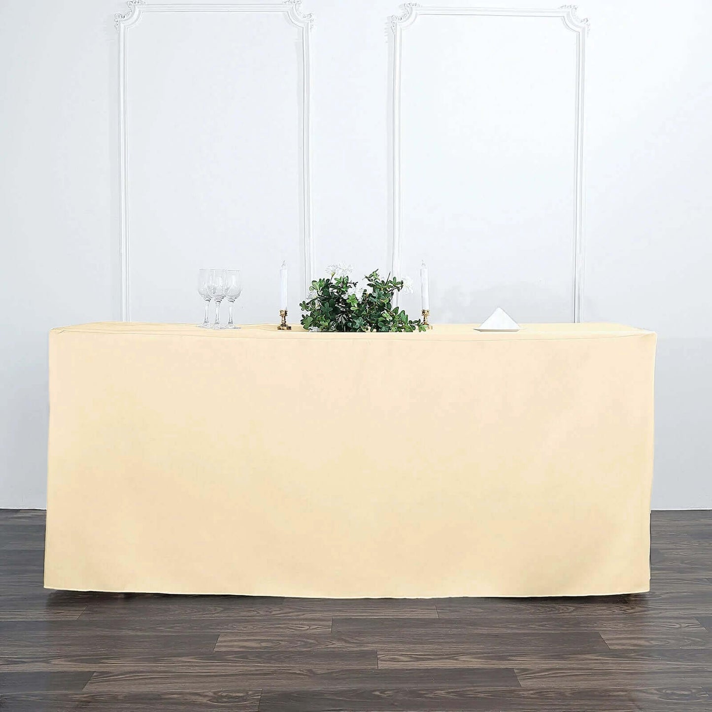Fitted Polyester Table Cover for 6 Feet in Beige