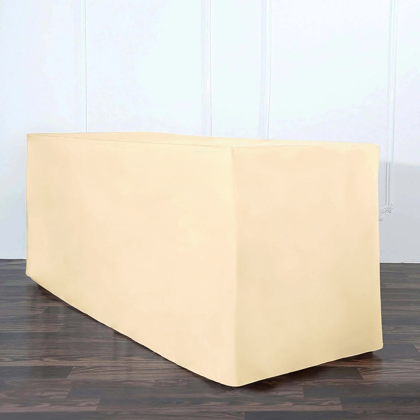 Beige Fitted Polyester Rectangle Tablecloth 6ft Table Cover For 72"x30" Tables