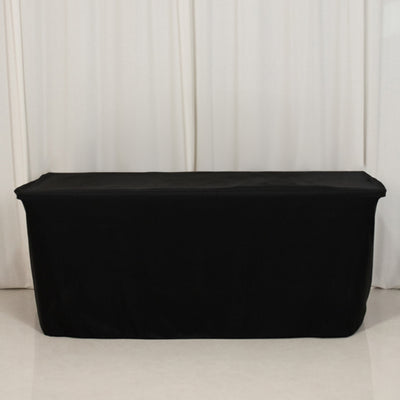 Durable and Fitted Black Polyester Rectangle Tablecloth 6ft