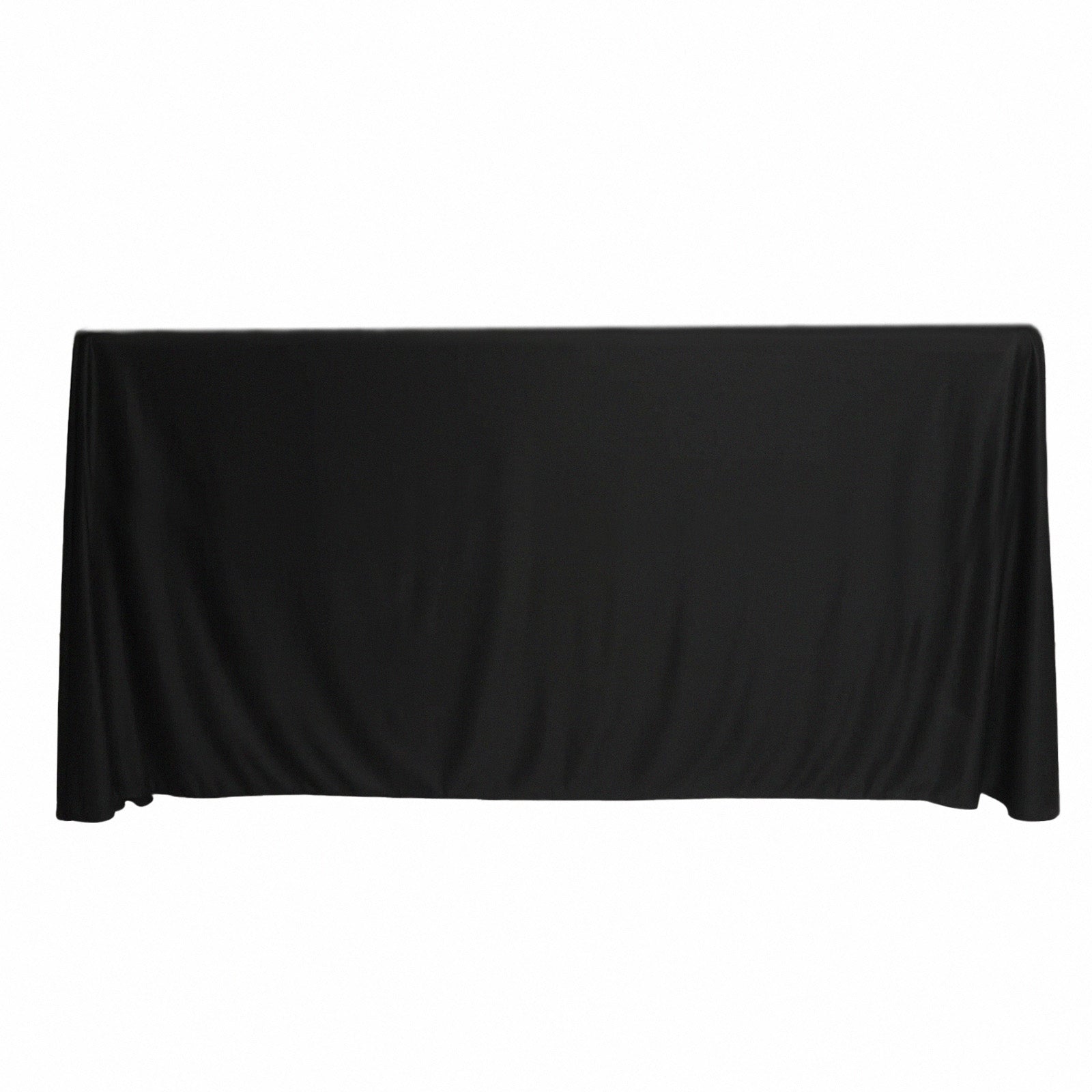 6ft black fitted polyester tablecloth for 72"x24"x42" tables.