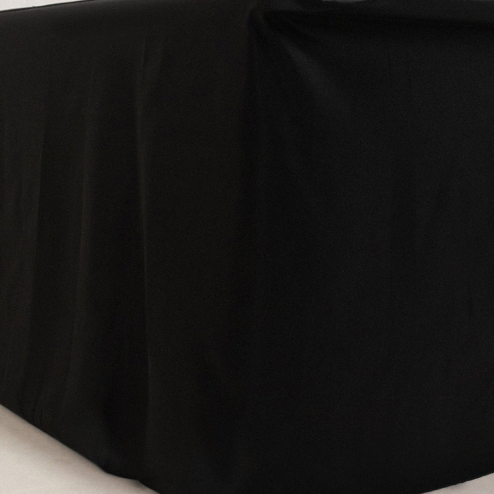 Black fitted polyester tablecloth for 72"x24"x42" tables.