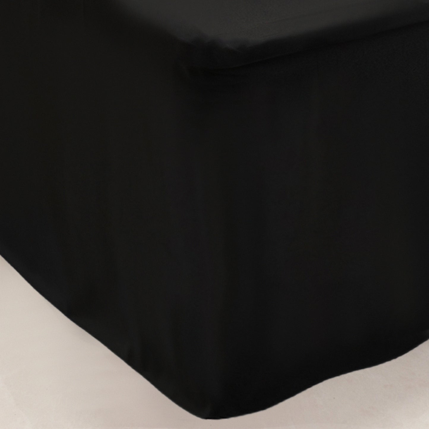 6ft black fitted polyester tablecloth for 72"x24"x42" tables.