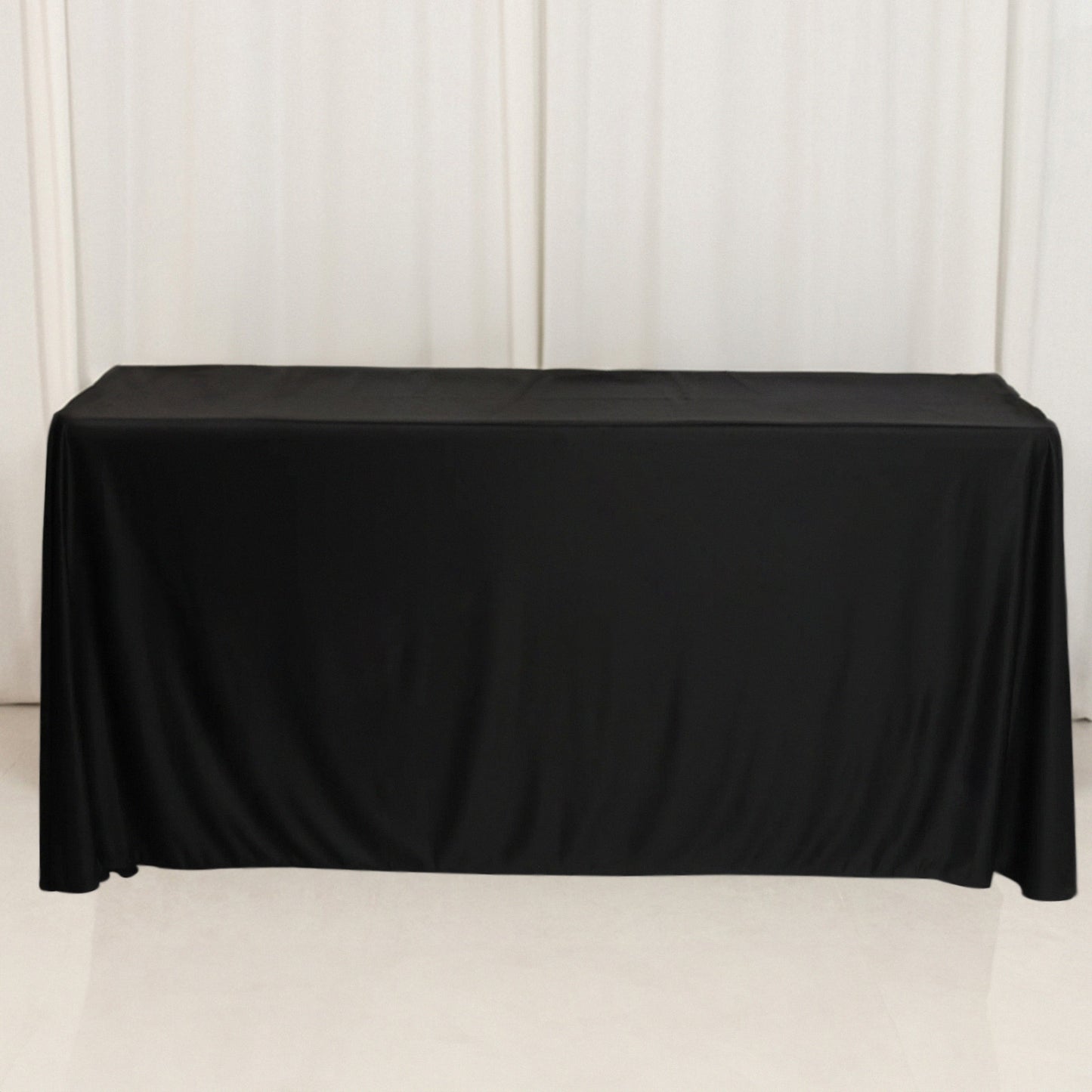6ft Black Fitted Polyester Tablecloth for 72"x24"x42" Tables
