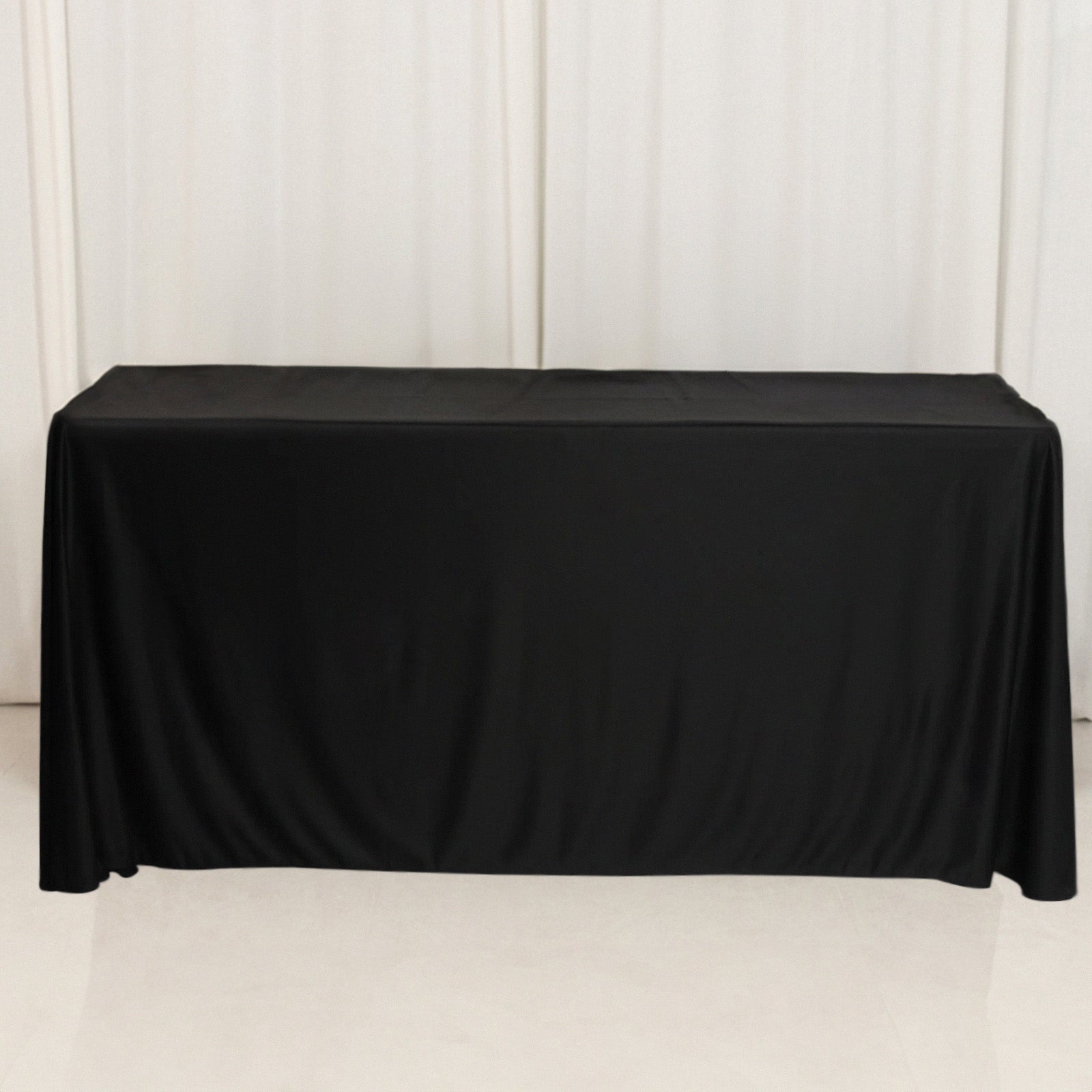 6ft Black Fitted Polyester Tablecloth for 72"x24"x42" Tables