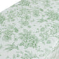 French Toile Fitted Tablecloth 6ft – Dusty Sage Green & White Rectangular Polyester Wrinkle-Resistant Table Cover