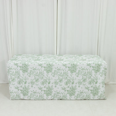 Dusty Sage Green French Toile Fitted Polyester Tablecloth 6ft