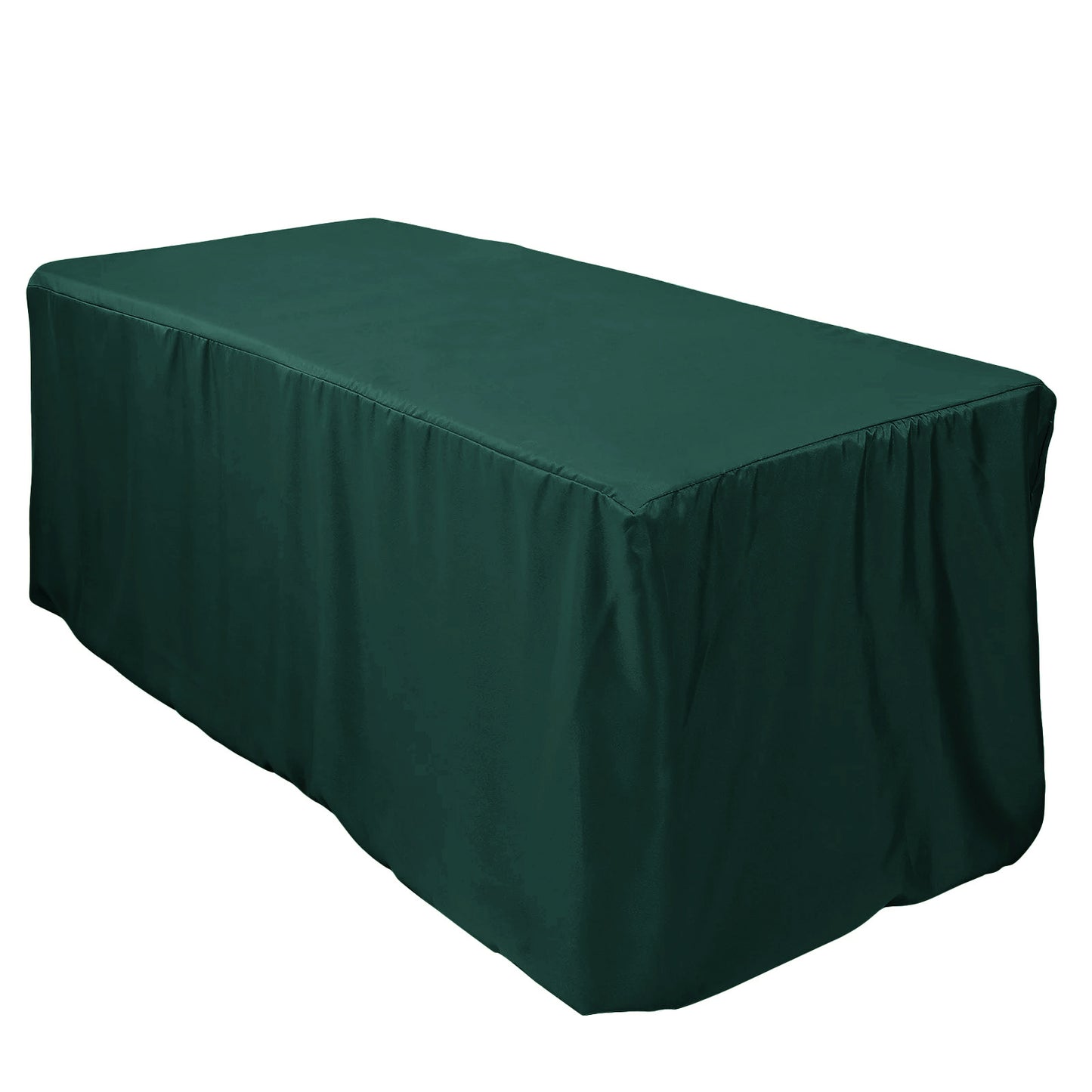 Hunter Emerald Green Fitted Polyester Rectangle Tablecloth 6ft Table Cover For 72"x30" Tables