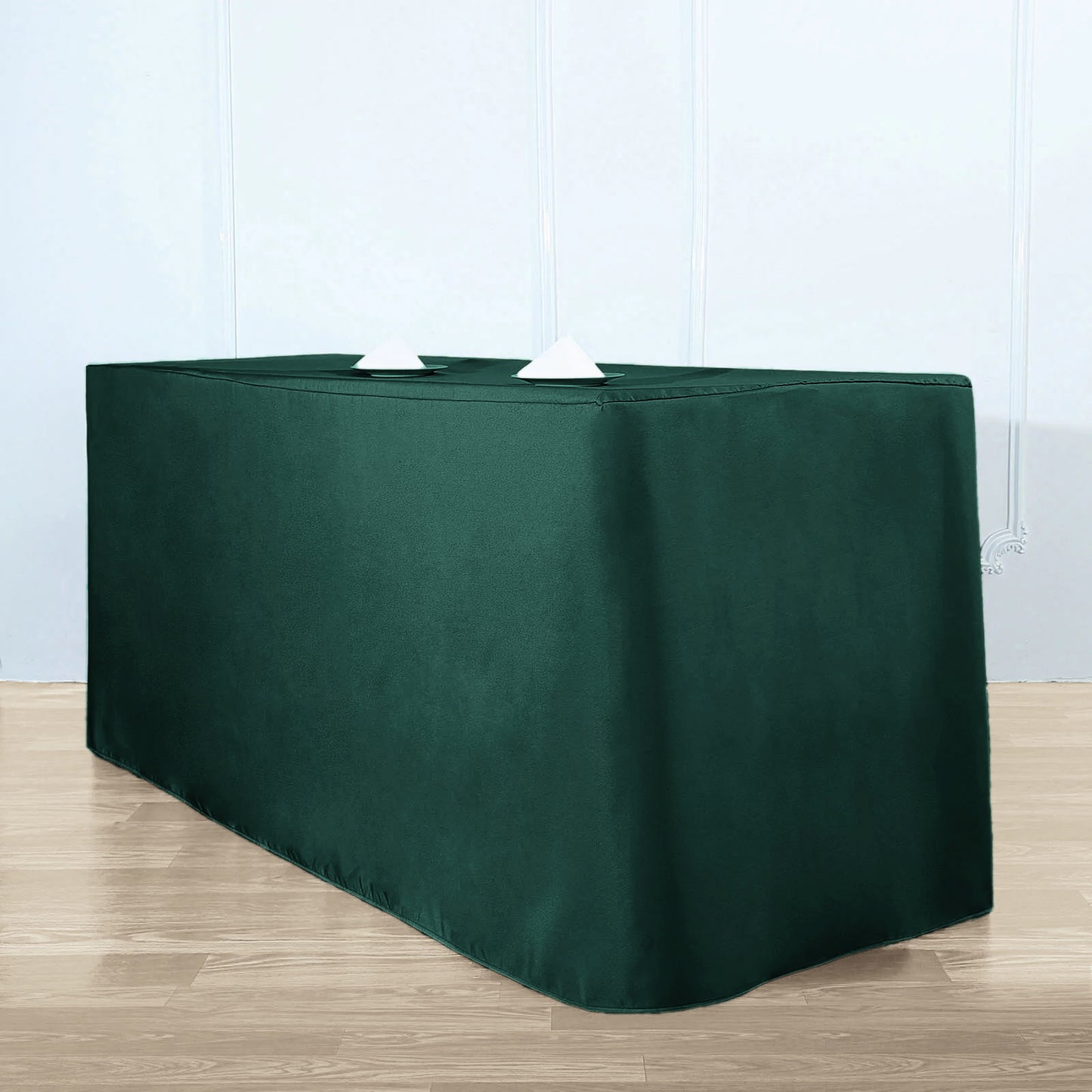 Hunter Emerald Green Fitted Polyester Rectangle Tablecloth 6ft Table Cover For 72"x30" Tables