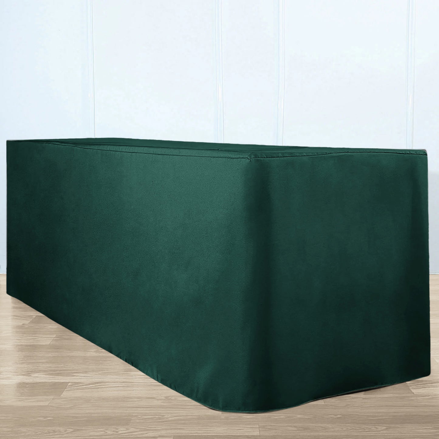 Hunter Emerald Green Fitted Polyester Rectangle Tablecloth 6ft Table Cover For 72"x30" Tables