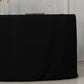 6ft black fitted polyester rectangle tablecloth for trade shows.