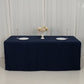 6ft navy blue open back fitted polyester tablecloth for trade shows.