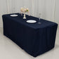 6ft navy blue fitted tablecloth for trade show tables, elegant and versatile cover.