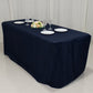 Navy blue fitted tablecloth for 72"x30" tables, perfect for trade shows.