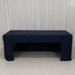 Navy blue fitted tablecloth for 72"x30" tables, perfect for trade shows.