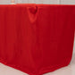 Red fitted tablecloth for 72"x30" tables, perfect for trade shows.