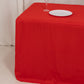 Red fitted rectangle tablecloth for trade shows, ideal for 72"x30" tables.