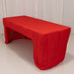 Red fitted tablecloth for 72"x30" tables, perfect for trade shows.