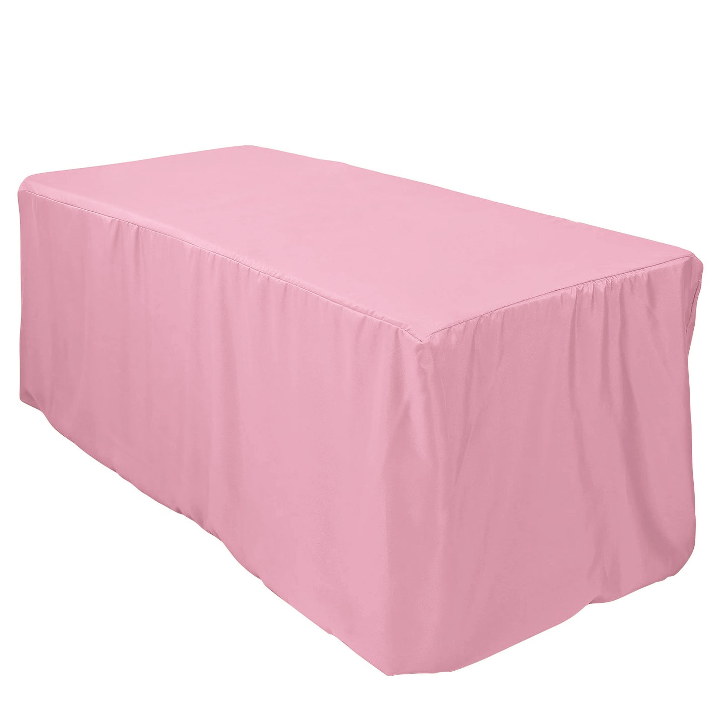 Pink Fitted Polyester Rectangle Tablecloth 6ft Table Cover For 72"x30" Tables