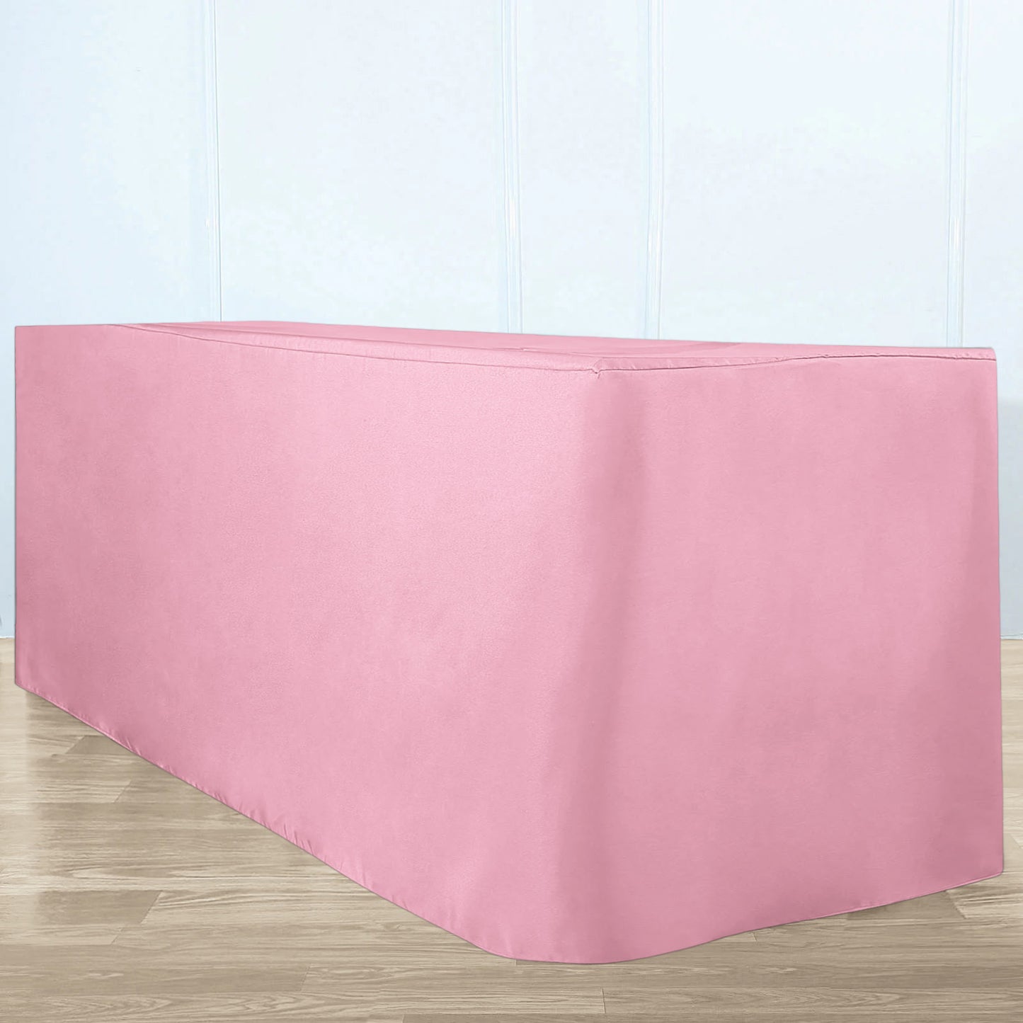 Pink Fitted Polyester Rectangle Tablecloth 6ft Table Cover For 72"x30" Tables