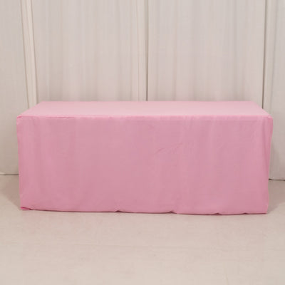 Premium Pink Fitted Polyester Rectangle Tablecloth