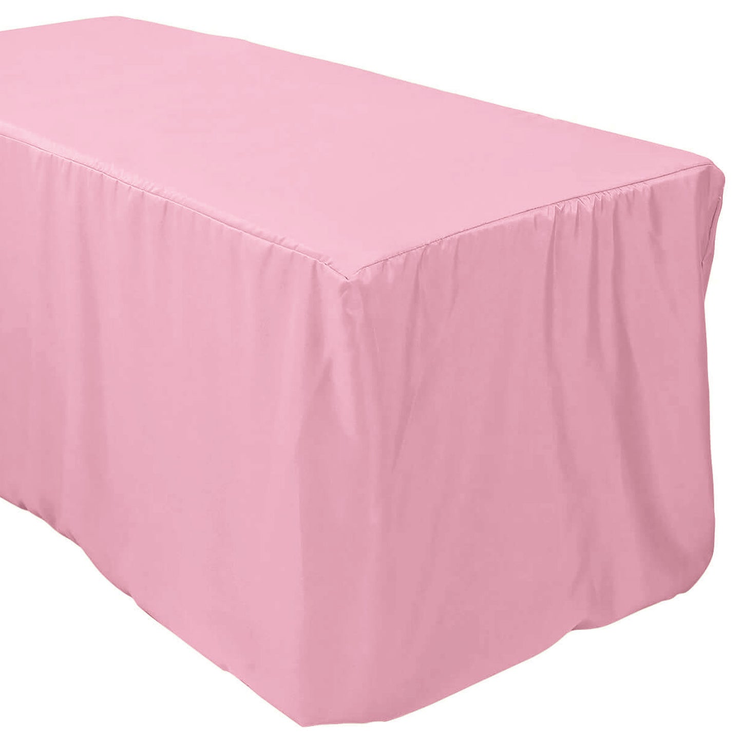 Pink Fitted Polyester Rectangle Tablecloth 6ft Table Cover For 72"x30" Tables