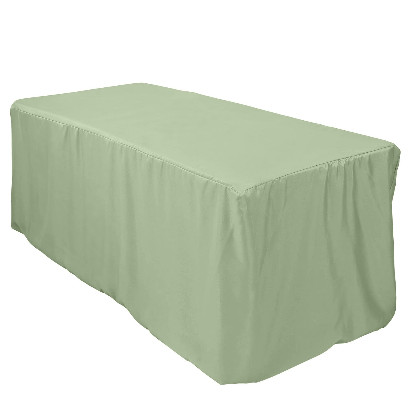 Sage Green Fitted Polyester Rectangle Tablecloth 6ft Table Cover For 72"x30" Tables