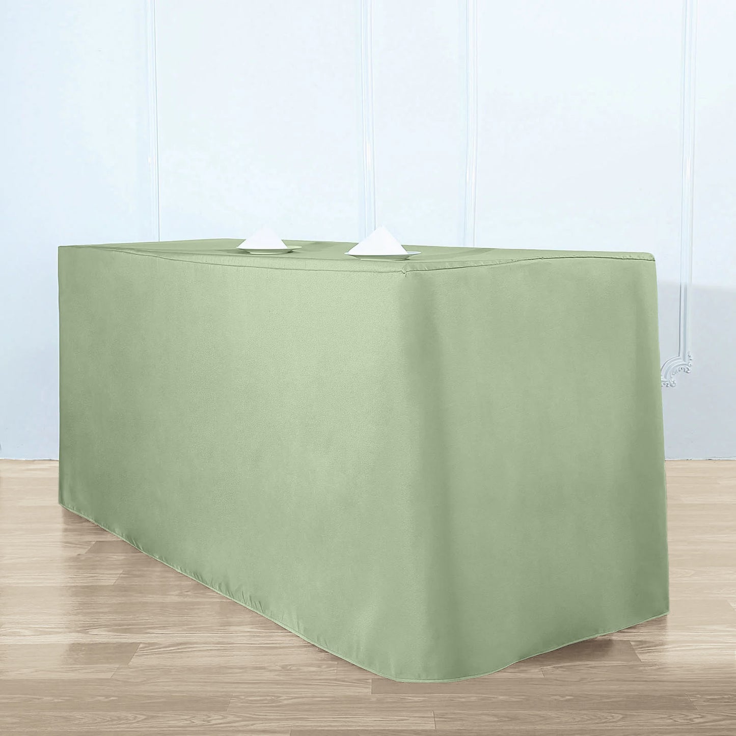 Sage Green Fitted Polyester Rectangle Tablecloth 6ft Table Cover For 72"x30" Tables