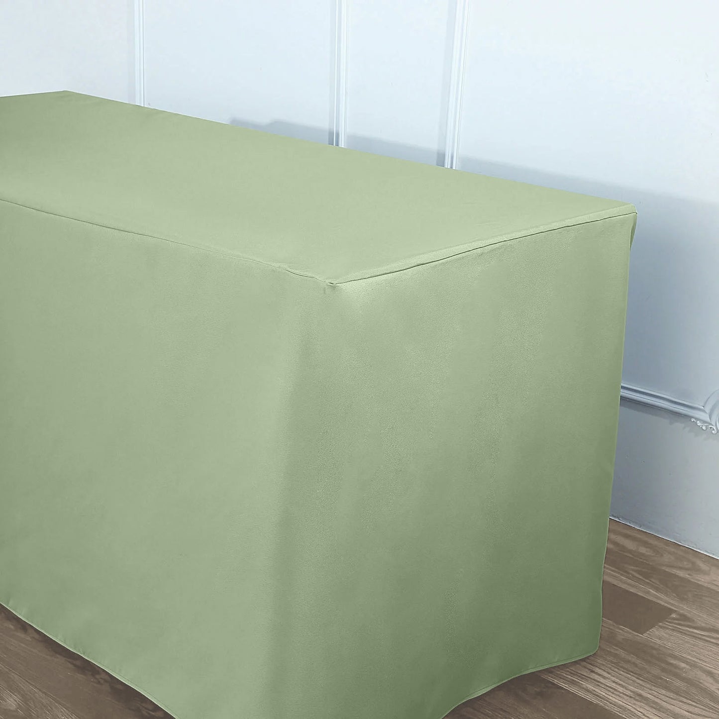 Sage Green Fitted Polyester Rectangle Tablecloth 6ft Table Cover For 72"x30" Tables