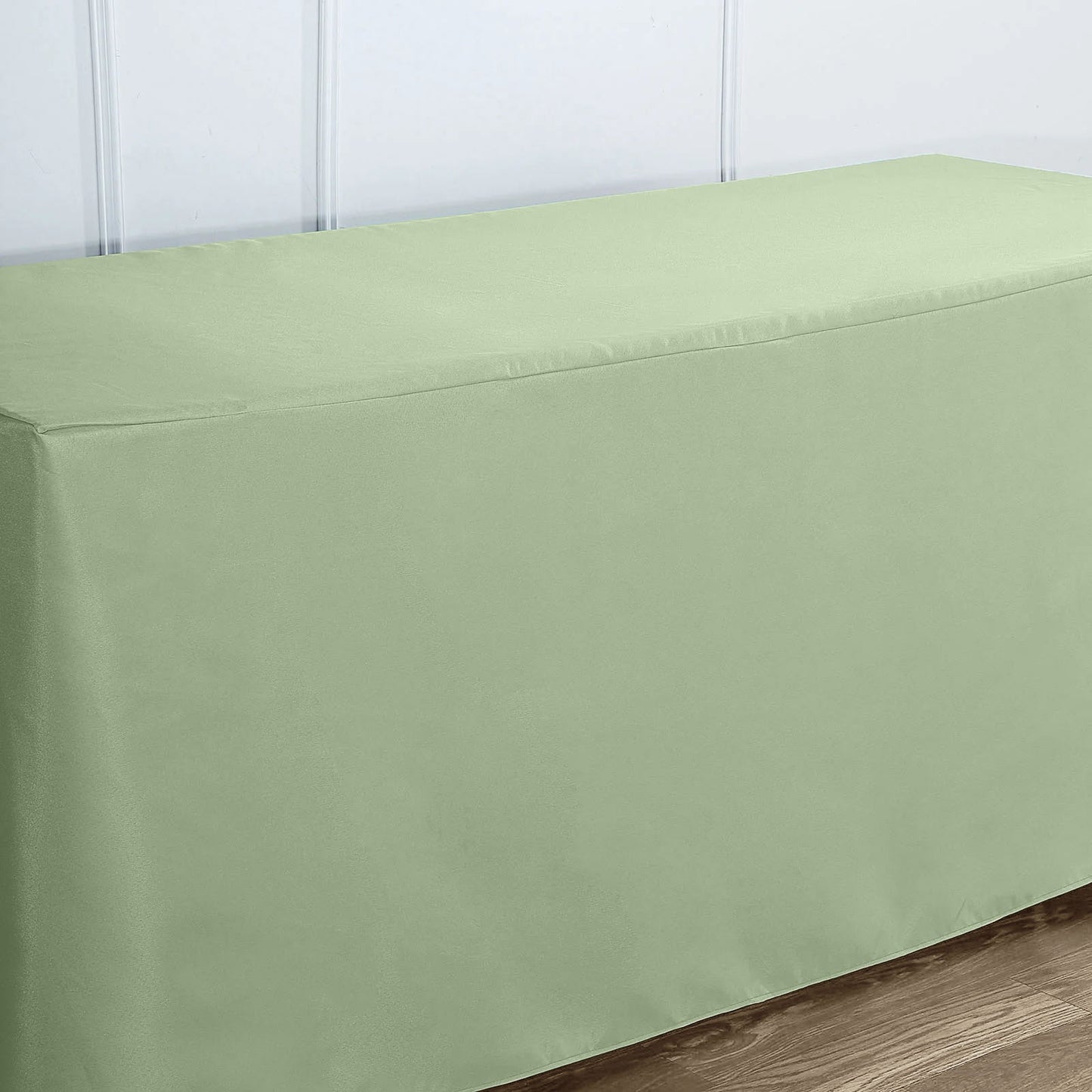 Sage Green Fitted Polyester Rectangle Tablecloth 6ft Table Cover For 72"x30" Tables