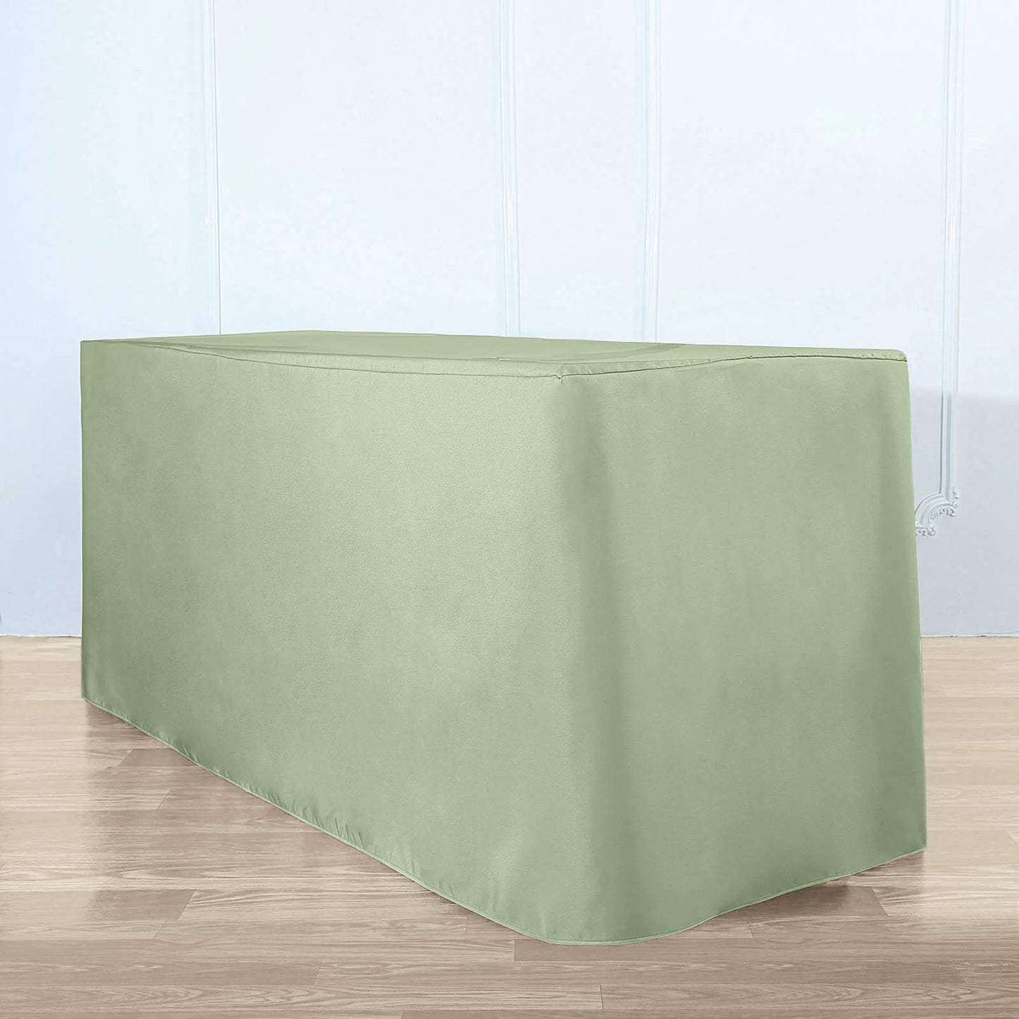 Sage Green Fitted Polyester Rectangle Tablecloth 6ft Table Cover For 72"x30" Tables