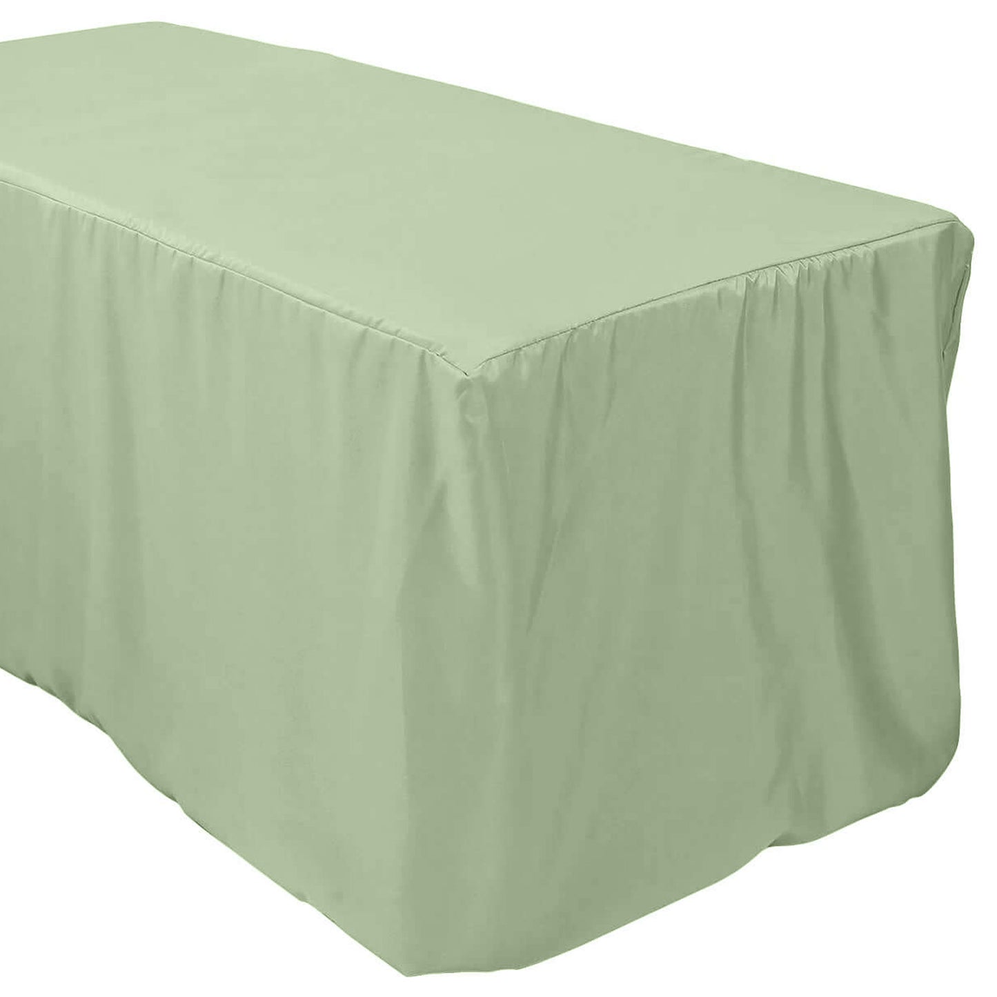 Sage Green Fitted Polyester Rectangle Tablecloth 6ft Table Cover For 72"x30" Tables