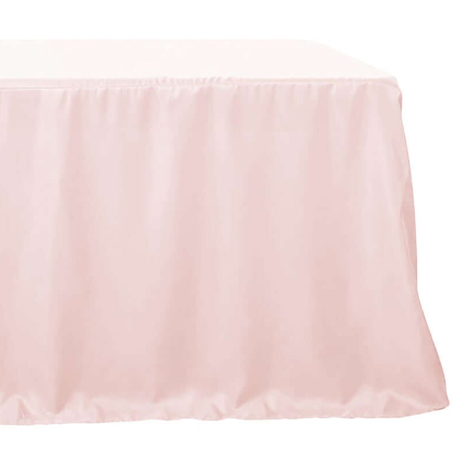 Blush fitted polyester rectangle tablecloth for 8ft tables.