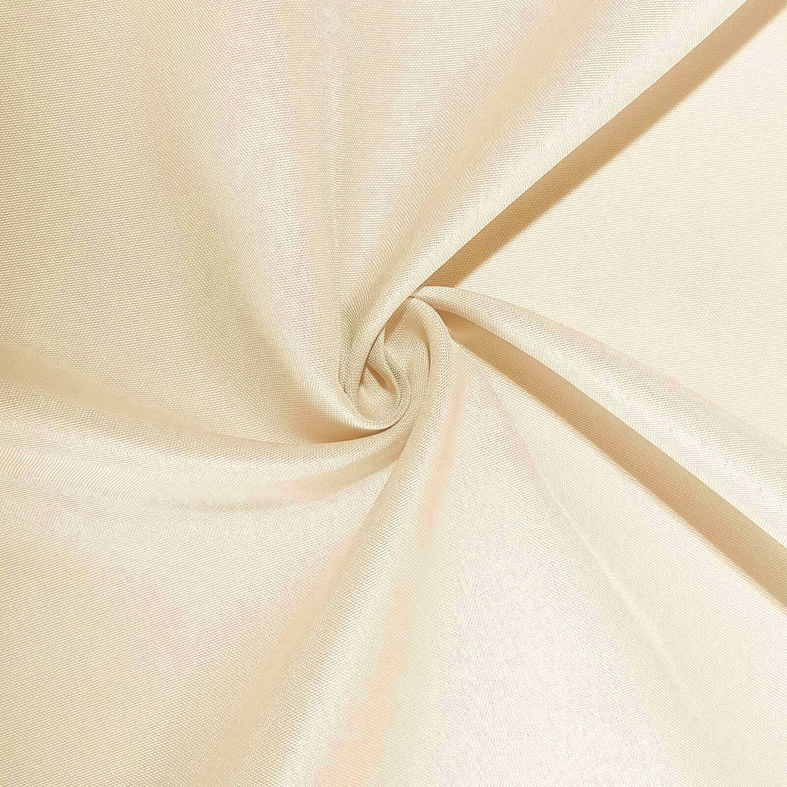Beige fitted polyester tablecloth for 8ft rectangle tables.