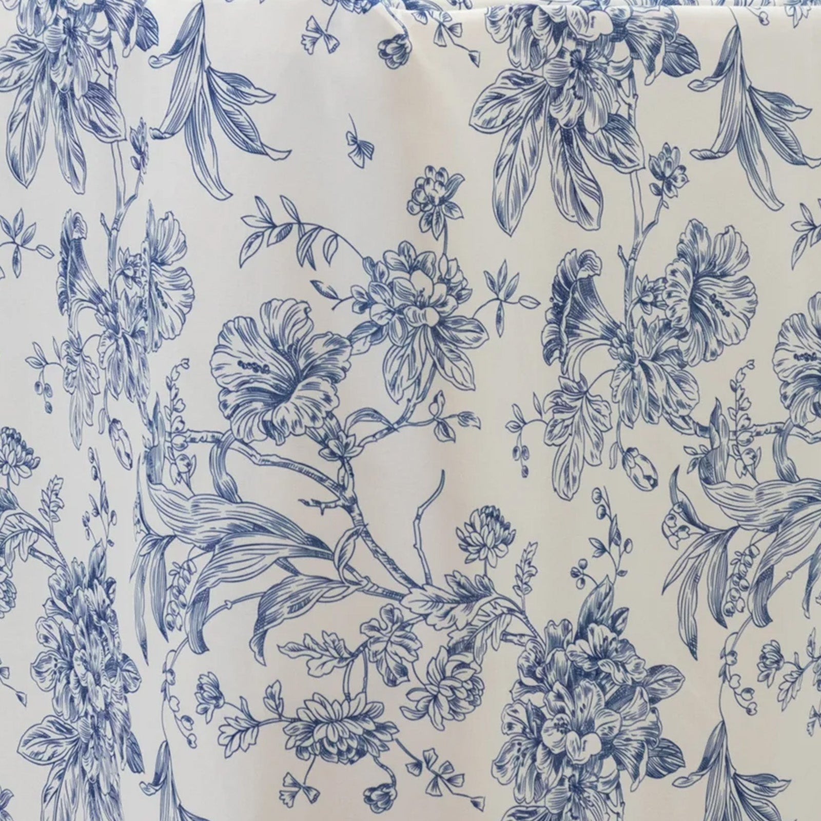 Blue & white floral fitted tablecloth for 8ft rectangular tables.