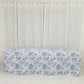 Blue & white floral fitted tablecloth for 8ft table. Wrinkle-resistant polyester.